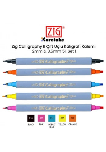 Zig Calligraphy II Çift Uçlu Kaligrafi Kalemi 2mm & 3.5mm 5li Set 1