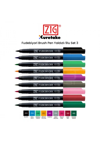 Zig Fudebiyori Brush Pen 9lu Set 3