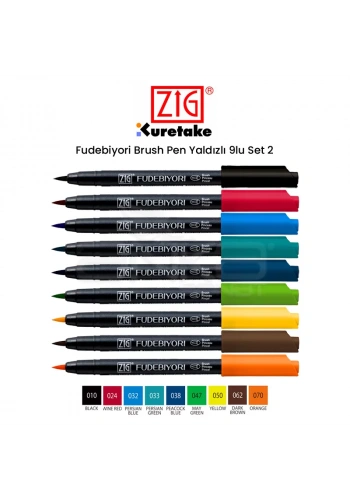 Zig Fudebiyori Brush Pen 9lu Set 2