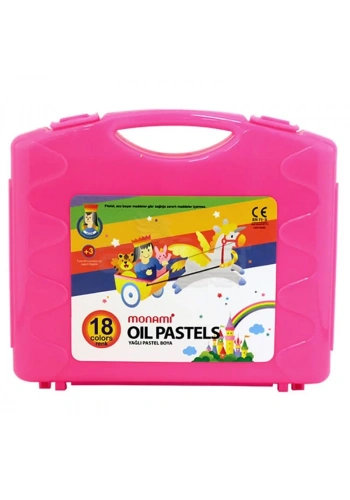 Monami Yağlı Pastel Boya 18 Renk Pembe Çantalı