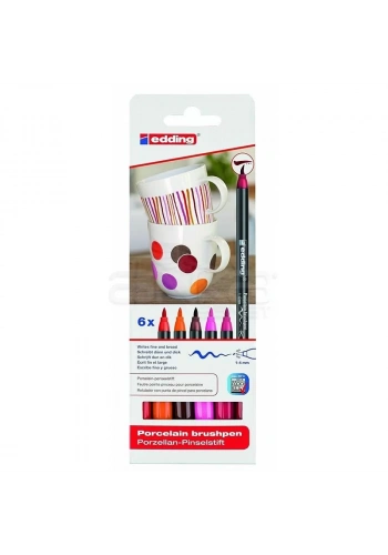 Edding Fırça Uçlu Porselen Kalemi 4200 1-4mm 6lı Set Sıcak Tonlar
