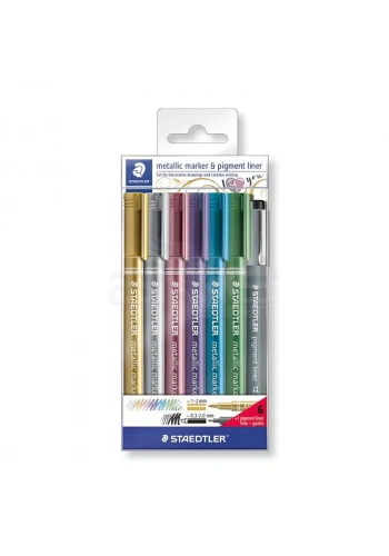 Staedtler Metallic Marker & Pigment Liner Set 7li
