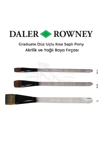 Daler Rowney Graduate Düz Uçlu Kısa Saplı Pony Fırça