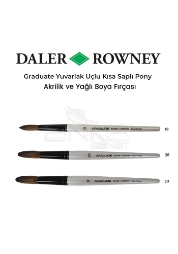 Daler Rowney Graduate Yuvarlak Uçlu Kısa Saplı Pony Fırça
