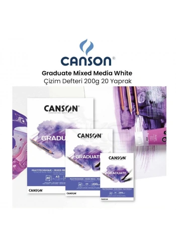 Canson Graduate Mixed Media White Çizim Defteri 200g 20 Yaprak
