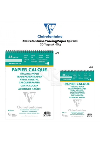 Clairefontaine Tracing Paper Spiralli 30 Yaprak 45g