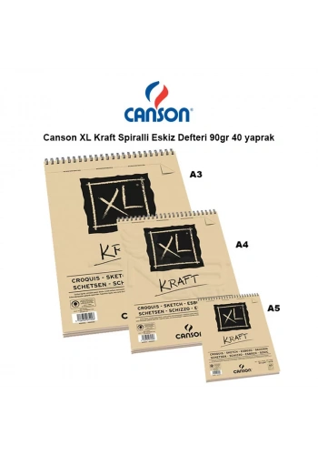 Canson XL Kraft Spiralli Eskiz Defteri 90g