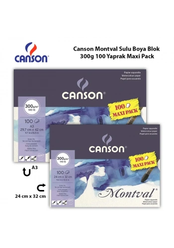 Canson Montval Sulu Boya Blok 300g 100 Yaprak Maxi Pack