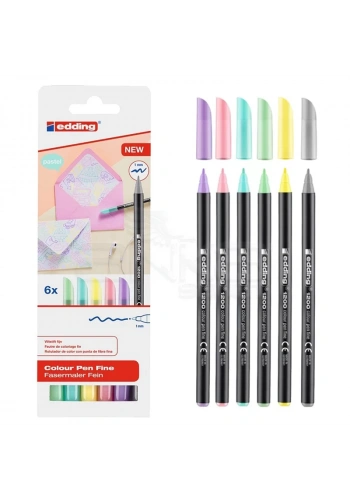 Edding 1200 İnce Uçlu Keçeli Kalem 6lı Set Pastel Renkler