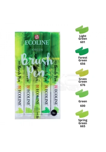 Talens Ecoline Brush Pen 5li Set Yeşil Tonlar