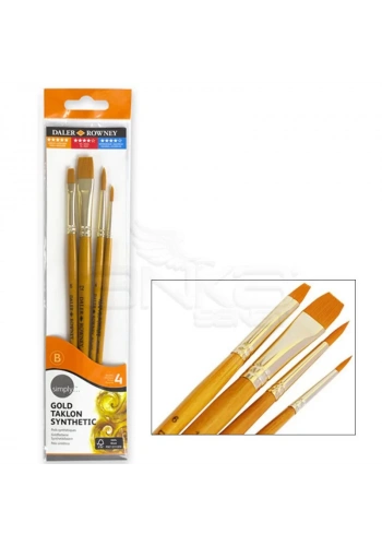 Daler Rowney Simply Gold Taklon Synthetic 4lü Fırça Seti Kod:401