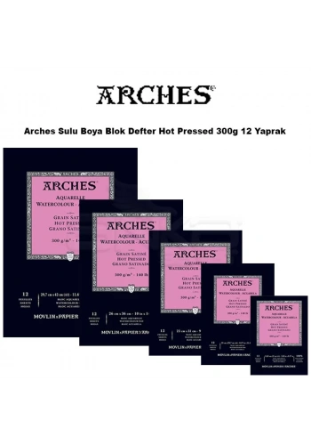 Arches Sulu Boya Blok Defter Hot Pressed 300g 12 Yaprak
