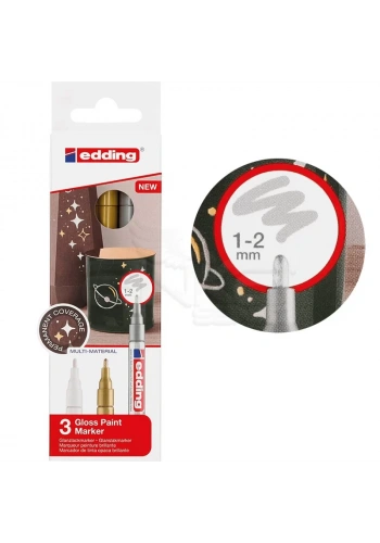 Edding 751 Gloss Paint Marker Metalik Renkler 1-2mm 3lü Set