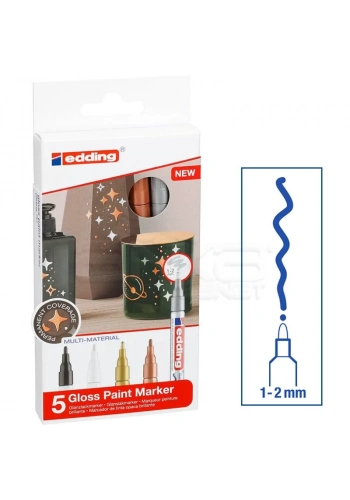 Edding 751 Gloss Paint Marker Metalik Renkler 1-2mm 5li Set