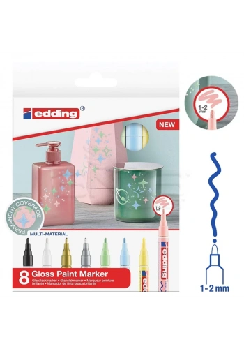 Edding 751 Gloss Paint Marker Ana Renkler 1-2mm 8li Set