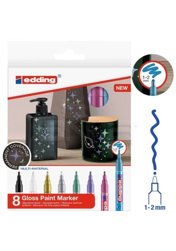 Edding 751 Gloss Paint Marker Metalik Renkler 1-2mm 8li Set