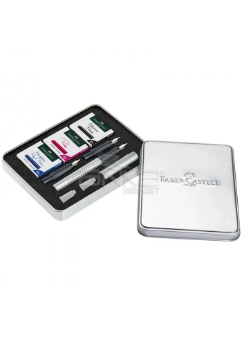Faber-Castell Grip 2011 Dolma Kalem Kaligrafi Set Gümüş