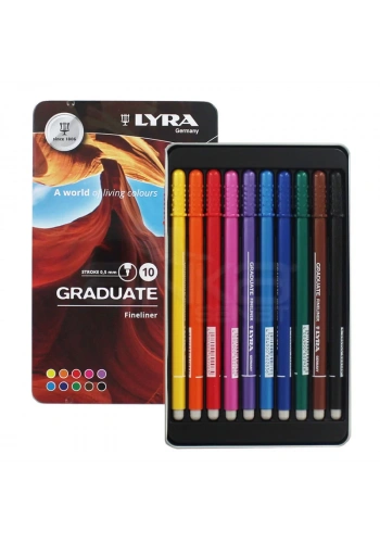 Lyra Graduate Fineliner İnce Uçlu Kalem 0.5mm 10lu Set
