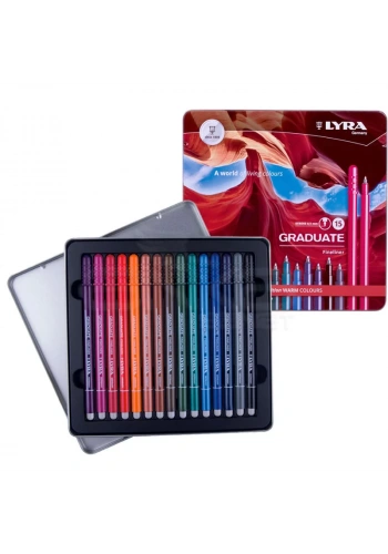 Lyra Graduate Fineliner İnce Uçlu Kalem 0.5mm 15li Set Sıcak Renkler