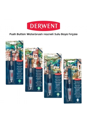 Derwent Push Button Waterbrush Hazneli Sulu Boya Fırçası