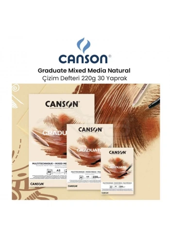 Canson Graduate Mixed Media Natural Çizim Defteri 220g 30 Yaprak