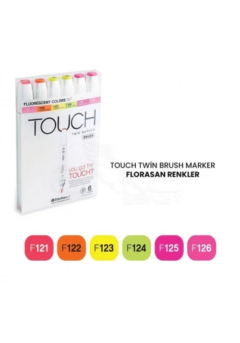 Touch Twin Brush Marker Kalem 6lı Set Florasan Renkler
