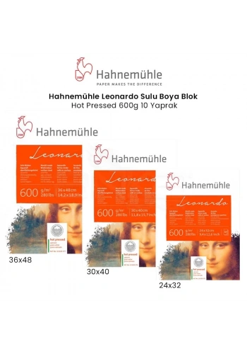 Hahnemühle Leonardo Sulu Boya Blok Defter Hot Pressed 600g 10 Yaprak