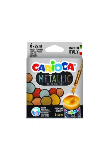 Carioca Metallic Ready Tempera Süper Yıkanabilir Parmak Boyası 6x25ml KO026