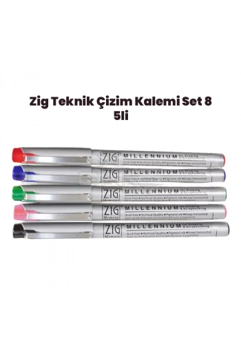 Zig Teknik Çizim Kalem Set 8 5li 0,1mm