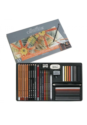 Cretacolor Ultimo Drawing Set Premium Çizim Seti Metal Kutu 35li 40057