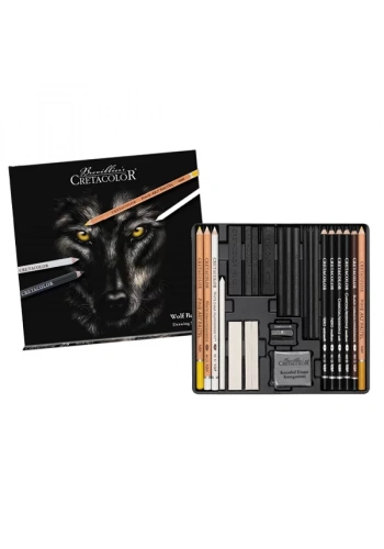 Cretacolor Wolfbox Premium Çizim Seti Metal Kutu 25li 91400-2602