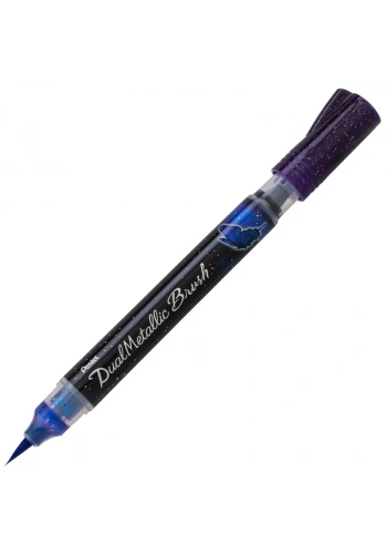 Pentel Sıvı Metalik Mürekkepli Pompalı Fırça Uçlu Kalem Mor-Mavi