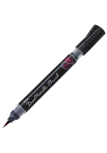 Pentel Sıvı Metalik Mürekkepli Pompalı Fırça Uçlu Kalem Siyah Kırmızı