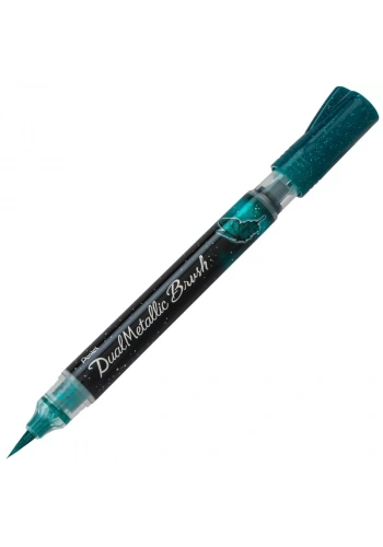 Pentel Sıvı Metalik Mürekkepli Pompalı Fırça Uçlu Kalem Yeşil-Mavi