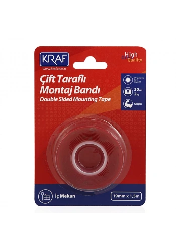 Kraf Montaj Bandı Çift Taraflı Extra Güçlü İç Mekan 19mmx1,5m