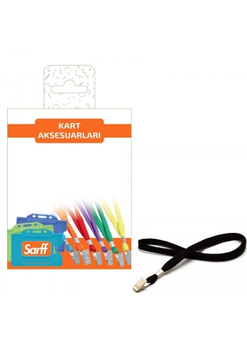 SARFF METAL KLİPSLİ SİYAH EKO ASKI İPİ BLİSTER - 10ADET