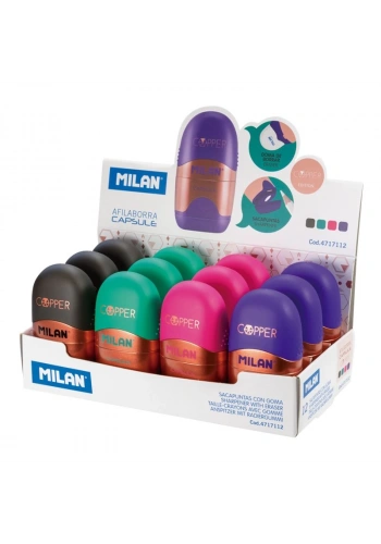 MILAN 4717112 CAPSULE KALEMTRAŞ/SİLGİ(COPPER) - 12ADET