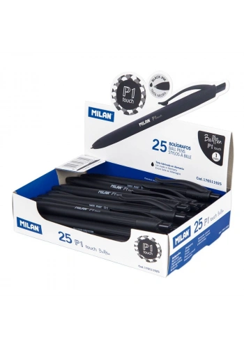 MILAN 176511925 P1 SİYAH BASMALI TÜKENMEZ KALEM - 25ADET
