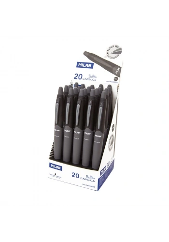 MILAN 17656590220 CAPSULE SİYAH TÜKENMEZ KALEM - 20ADET