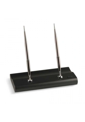 Scrikss Füme Gri Masif Ağaç Dolma Kalem + Tükenmez Kalem Titanyum Masa Seti