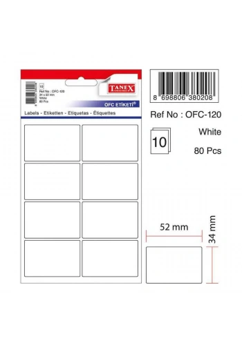 Tanex Ofis Etiketi 34x55 Beyaz Kod