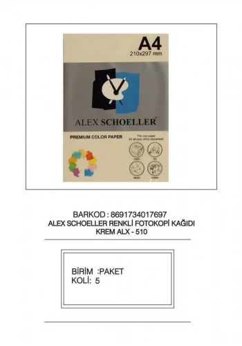 Alex Schoeller Fotokopi Kağıdı Renkli A4 500lü 510 Krem
