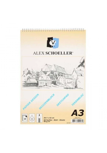 Alex Schoeller Spiralli Eskiz Bloknot A3 90gr 60 Yaprak