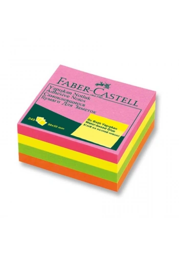 Faber Castell Yapışkan Notluk 50x50mm Karışık Fosforlu Renkli