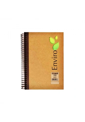 Gıpta Enviro Spiralli Kraft Sert Kapak Kareli Defter A4 100 Yaprak