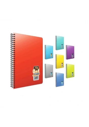 Gıpta Tb Spiralli Seperatörlü Plastik Kapak Defter A4 150 Yaprak 3+1