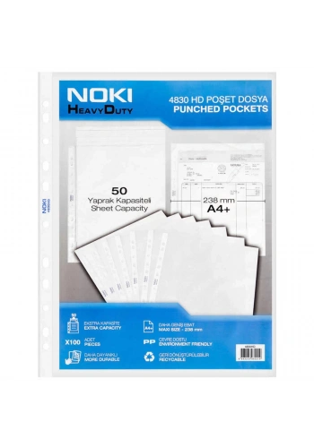 Noki Delikli Poşet Dosya A4 XL 100lü
