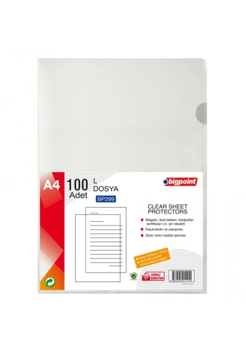 Bigpoint L Dosya Standart 90 Mikron 100lü Paket