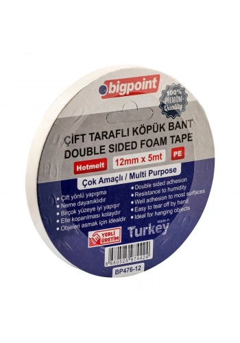 Bigpoint Çift Taraflı Köpük Bant 12mmx5m