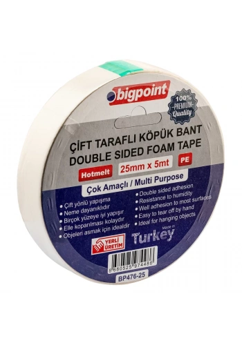 Bigpoint Çift Taraflı Köpük Bant 25mmx5m